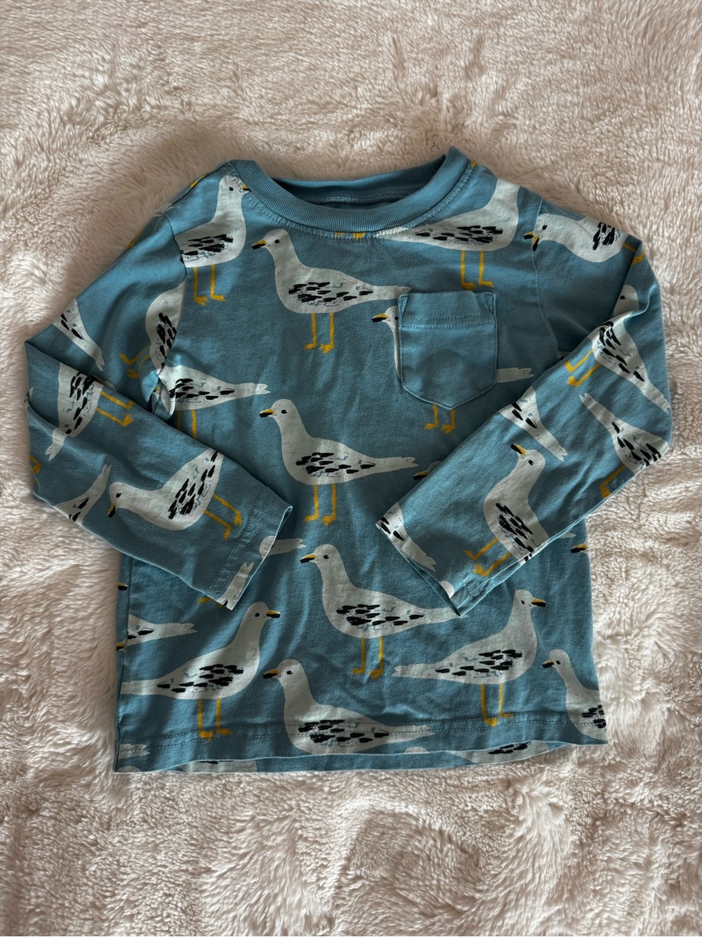 Tea Collection Boys’ Long-Sleeve Seagull Print Shirt in Blue